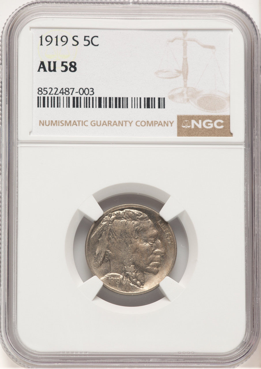 1919-S 5C Buffalo Nickel NGC AU58