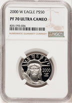 2000-W Proof Platinum Eagle 1/2 oz Brown Label NGC PF70