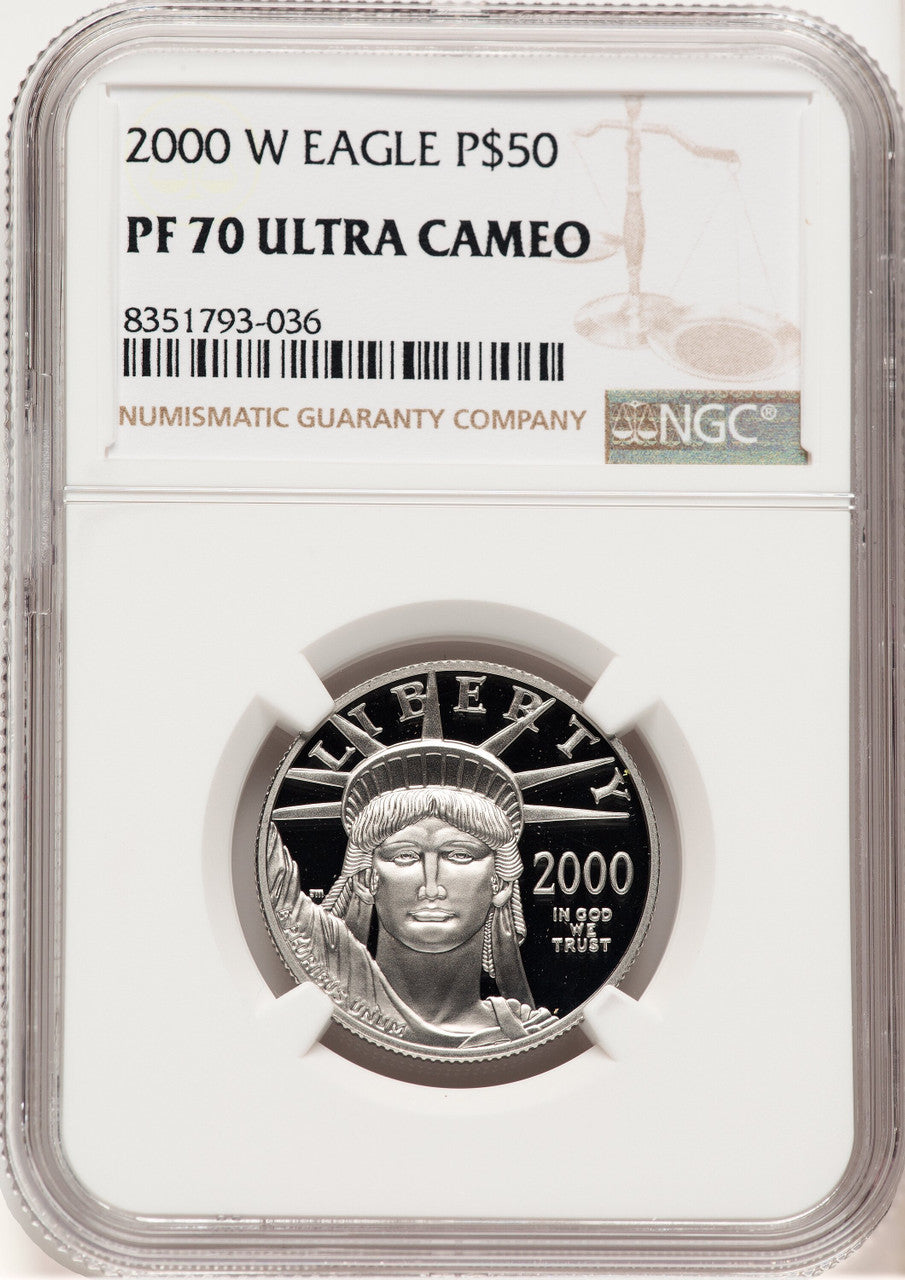 2000-W Proof Platinum Eagle 1/2 oz Brown Label NGC PF70