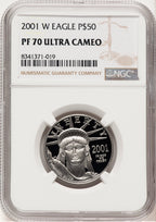 2001-W Proof Platinum Eagle 1/2 oz Brown Label NGC PF70