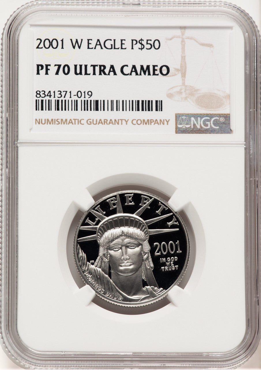2001-W Proof Platinum Eagle 1/2 oz Brown Label NGC PF70