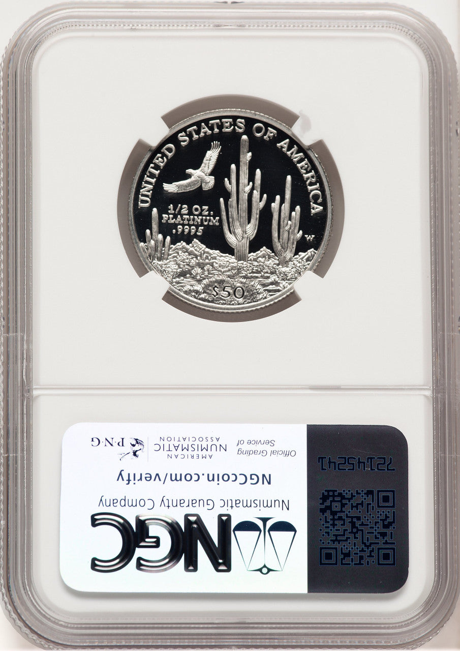 2001-W Proof Platinum Eagle 1/2 oz Brown Label NGC PF70