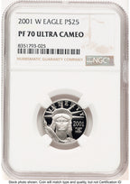 2001-W Proof Platinum Eagle 1/4 oz Brown Label NGC PF70