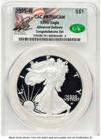 2025-W Proof Silver Eagle Congratulations Set 1 oz Advanced Delivery Ron Drzewucki CACG PR70
