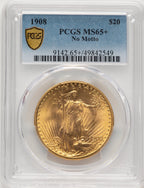 1908 $20 NO MOTTO Saint-Gaudens Double Eagle PCGS MS65+ (775856022)
