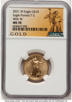 2021-W TY2 Gold Eagle 1/4 oz Unfinished Proof Dies American Liberty Series Label NGC PF70
