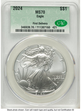 2024 Silver Eagle First Delivery CACG MS70