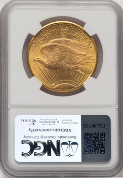 1911-D $20 Brown Label Saint-Gaudens Double Eagle NGC MS65+