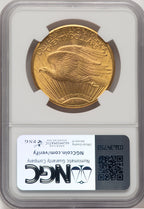 1911-D $20 Brown Label Saint-Gaudens Double Eagle NGC MS65+