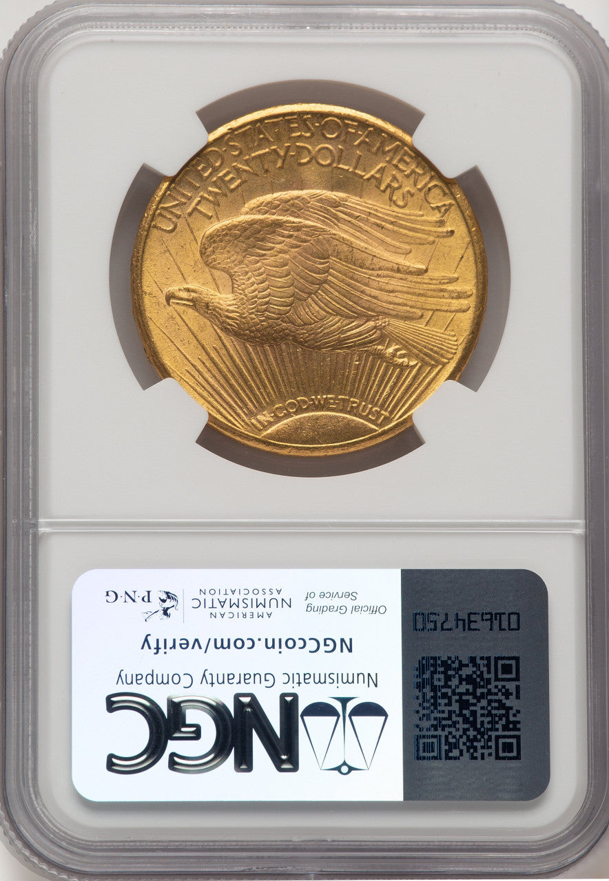 1911-D $20 Brown Label Saint-Gaudens Double Eagle NGC MS65+