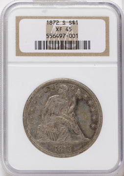 1872-S Seated Dollar NGC XF45