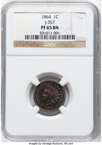1864 1C J-357 BN Patterns NGC MS65