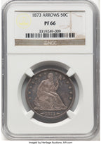 1873 50C ARROWS Proof Seated Half Dollar NGC PR66