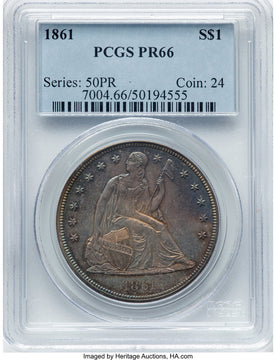1861 Proof Seated Dollar PCGS PR66