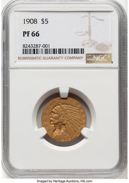 1908 $5 JD-1 Proof Indian Half Eagle NGC PR66