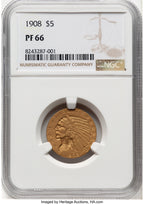 1908 $5 JD-1 Proof Indian Half Eagle NGC PR66