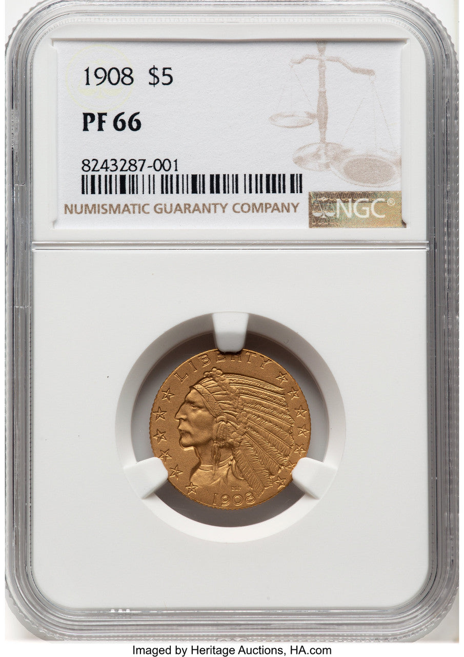 1908 $5 JD-1 Proof Indian Half Eagle NGC PR66