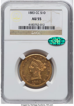 1883-CC $10 CAC Liberty Eagle NGC AU55
