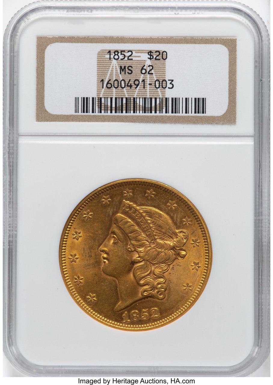 1852 $20 Liberty Double Eagle NGC MS62