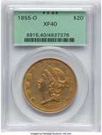 1855-O $20 Liberty Double Eagle PCGS XF40
