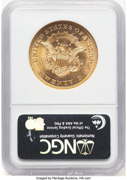 1858 $20 CAC Liberty Double Eagle NGC MS62