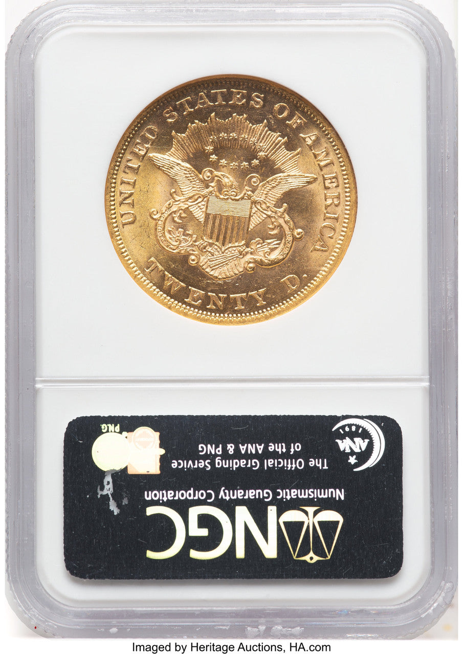 1858 $20 CAC Liberty Double Eagle NGC MS62