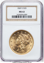 1869-S $20 Liberty Double Eagle NGC MS62