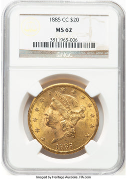 1885-CC $20 Liberty Double Eagle NGC MS62