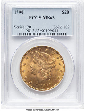 1890 $20 Liberty Double Eagle PCGS MS63