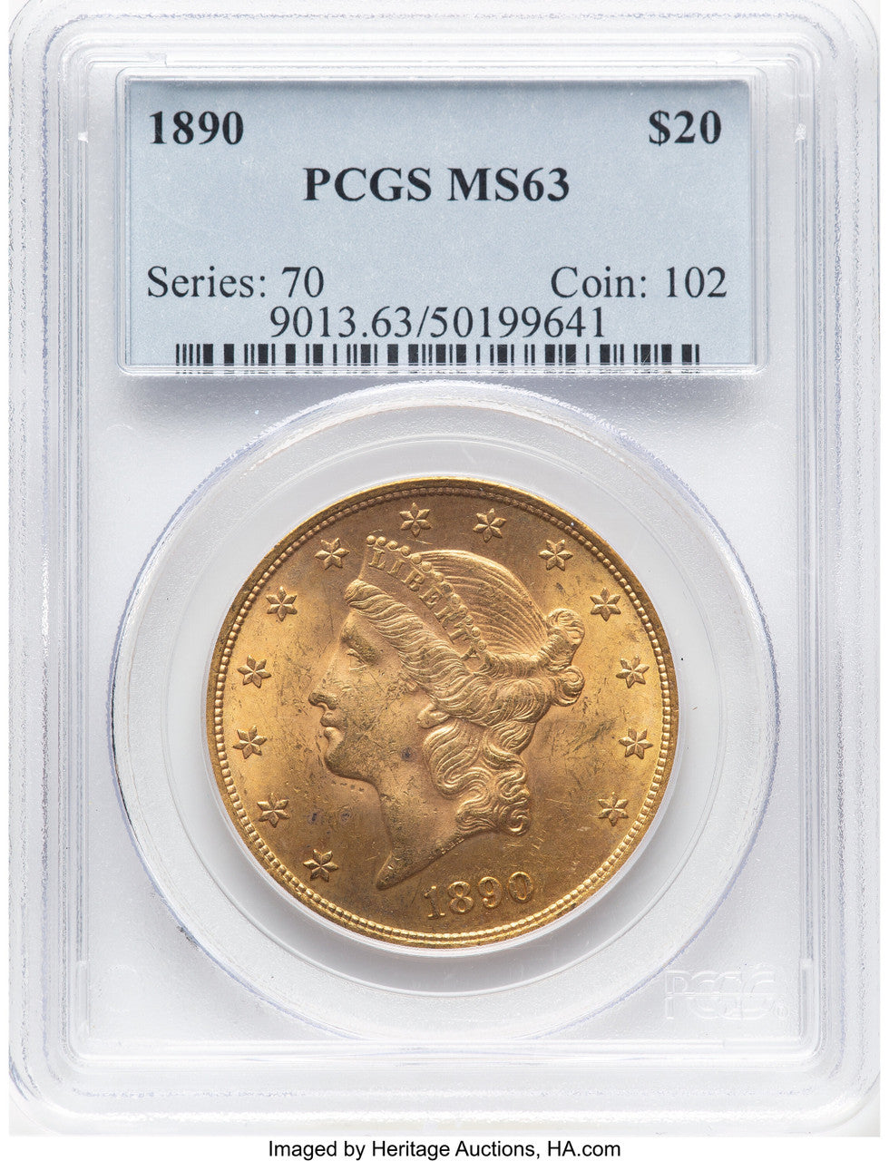 1890 $20 Liberty Double Eagle PCGS MS63