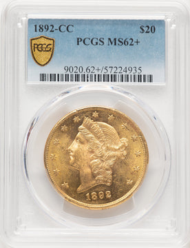 1892-CC $20 Liberty Double Eagle PCGS MS62+