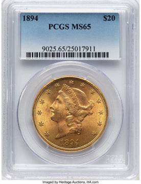 1894 $20 Liberty Double Eagle PCGS MS65