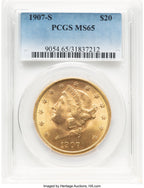 1907-S $20 Liberty Double Eagle PCGS MS65