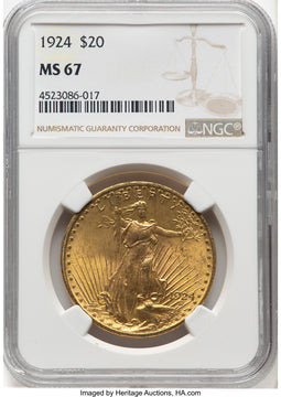 1924 $20 Saint Saint-Gaudens Double Eagle NGC MS67 (776141046)