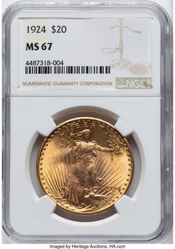 1924 $20 Saint Saint-Gaudens Double Eagle NGC MS67 (776141047)