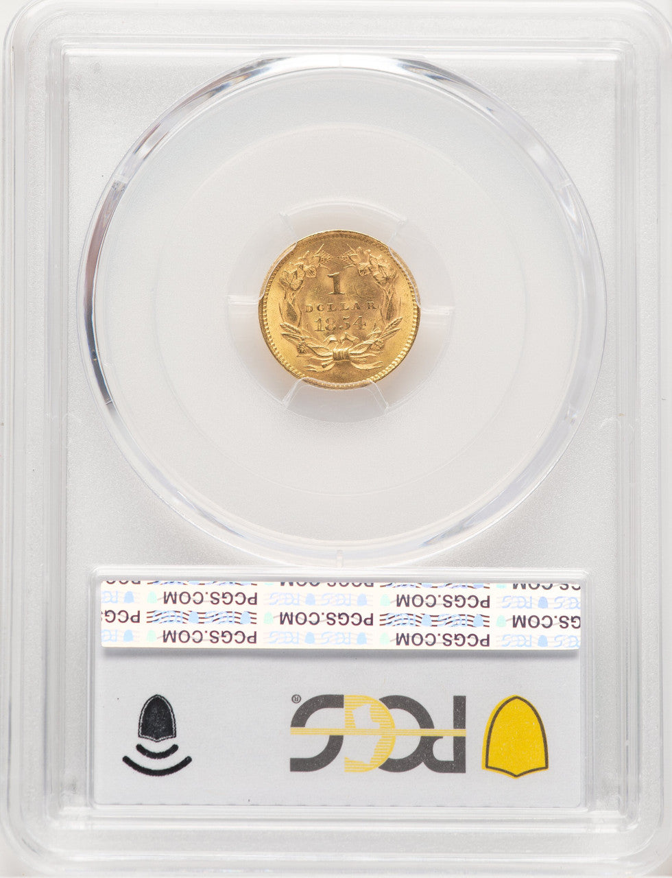 1854 G$1 Type Two CAC Gold Dollar PCGS MS63