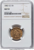 1882-CC $5 Liberty Half Eagle NGC AU53