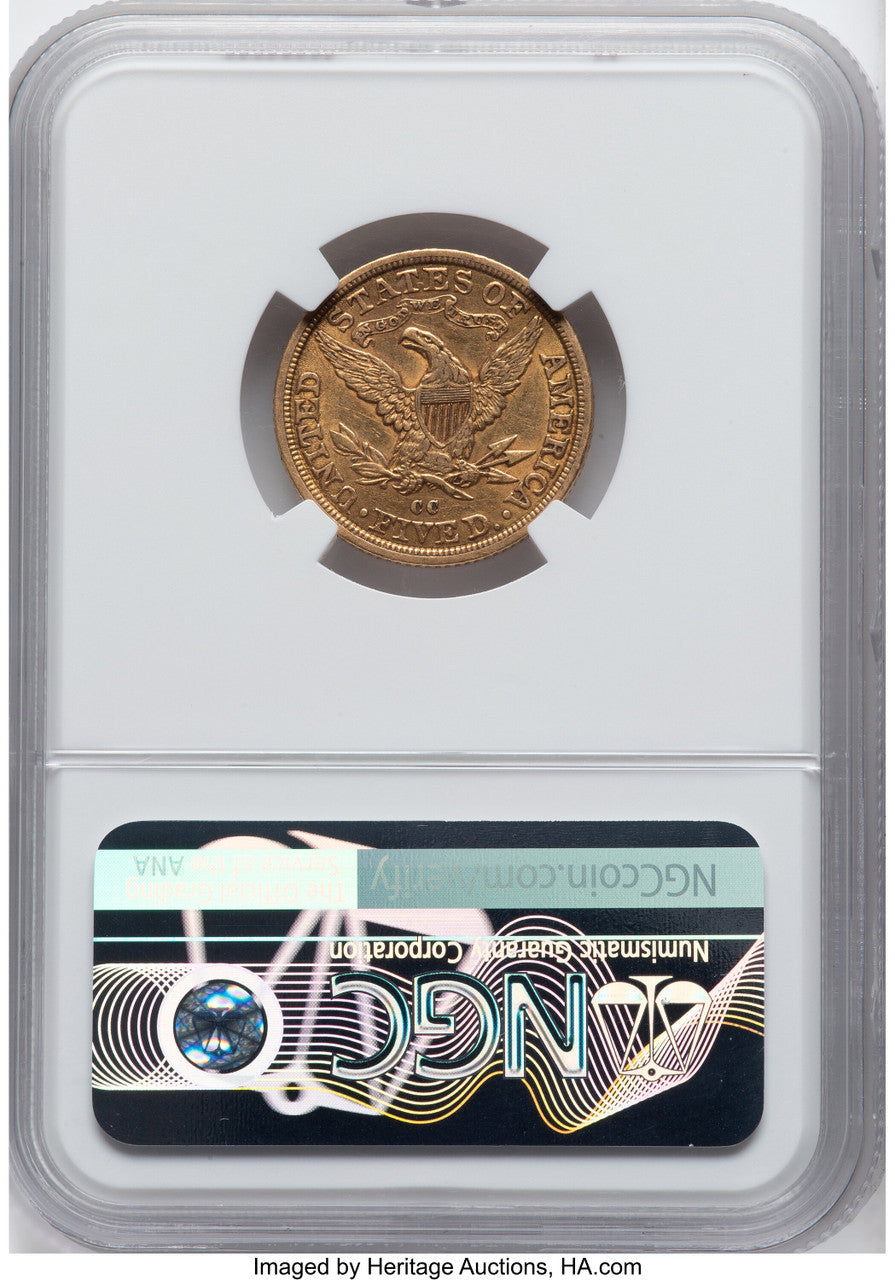 1882-CC $5 Liberty Half Eagle NGC AU53