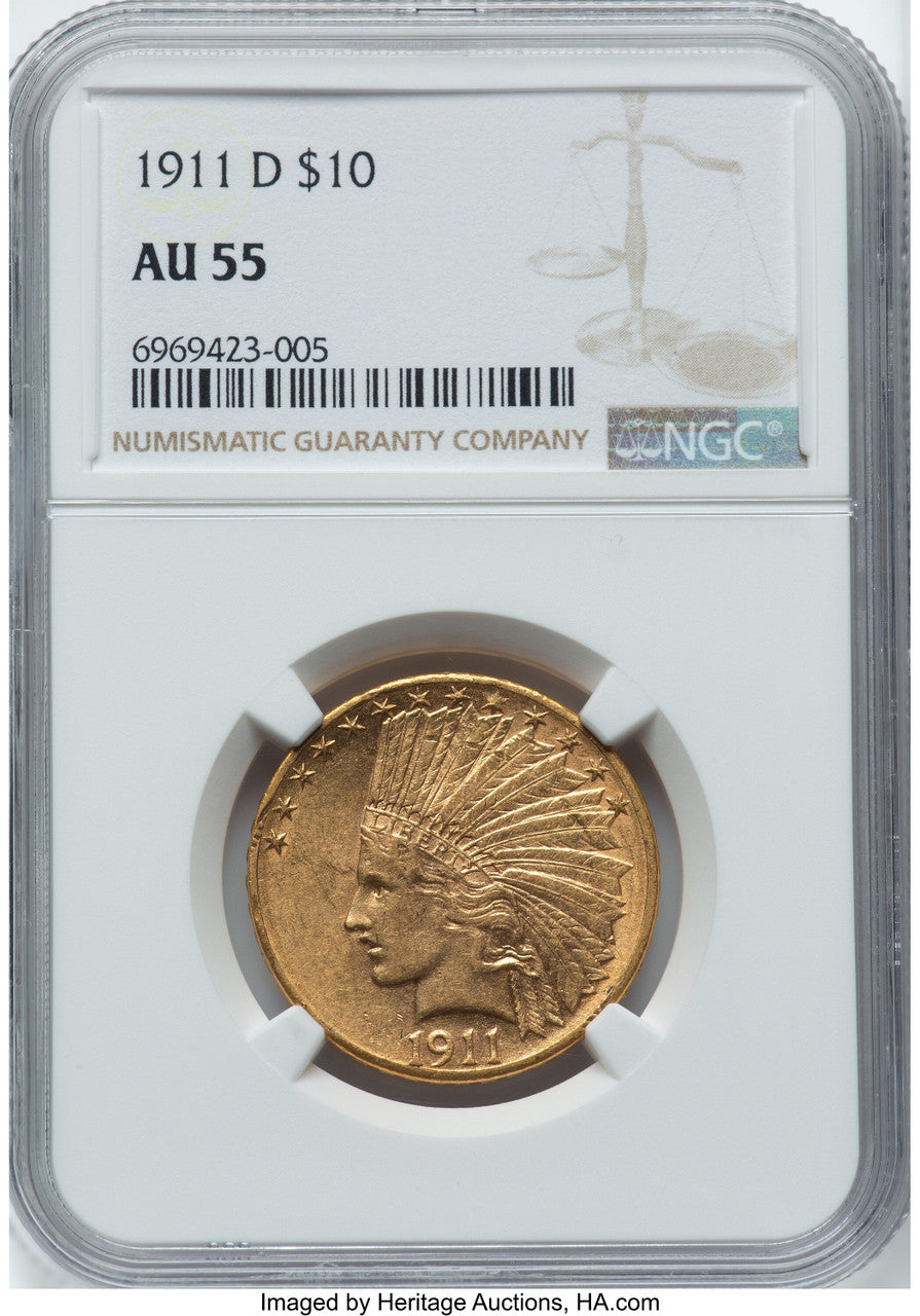 1911-D $10 Indian Eagle NGC AU55 (776141058)