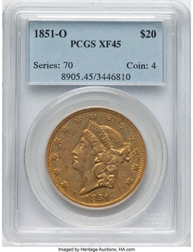 1851-O $20 Liberty Double Eagle PCGS XF45