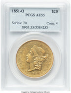 1851-O $20 Liberty Double Eagle PCGS AU55