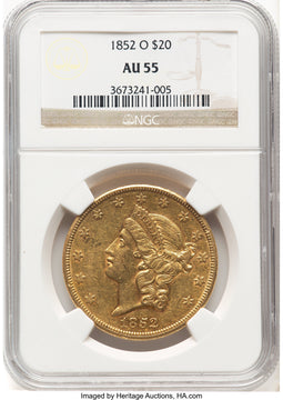 1852-O $20 Liberty Double Eagle NGC AU55