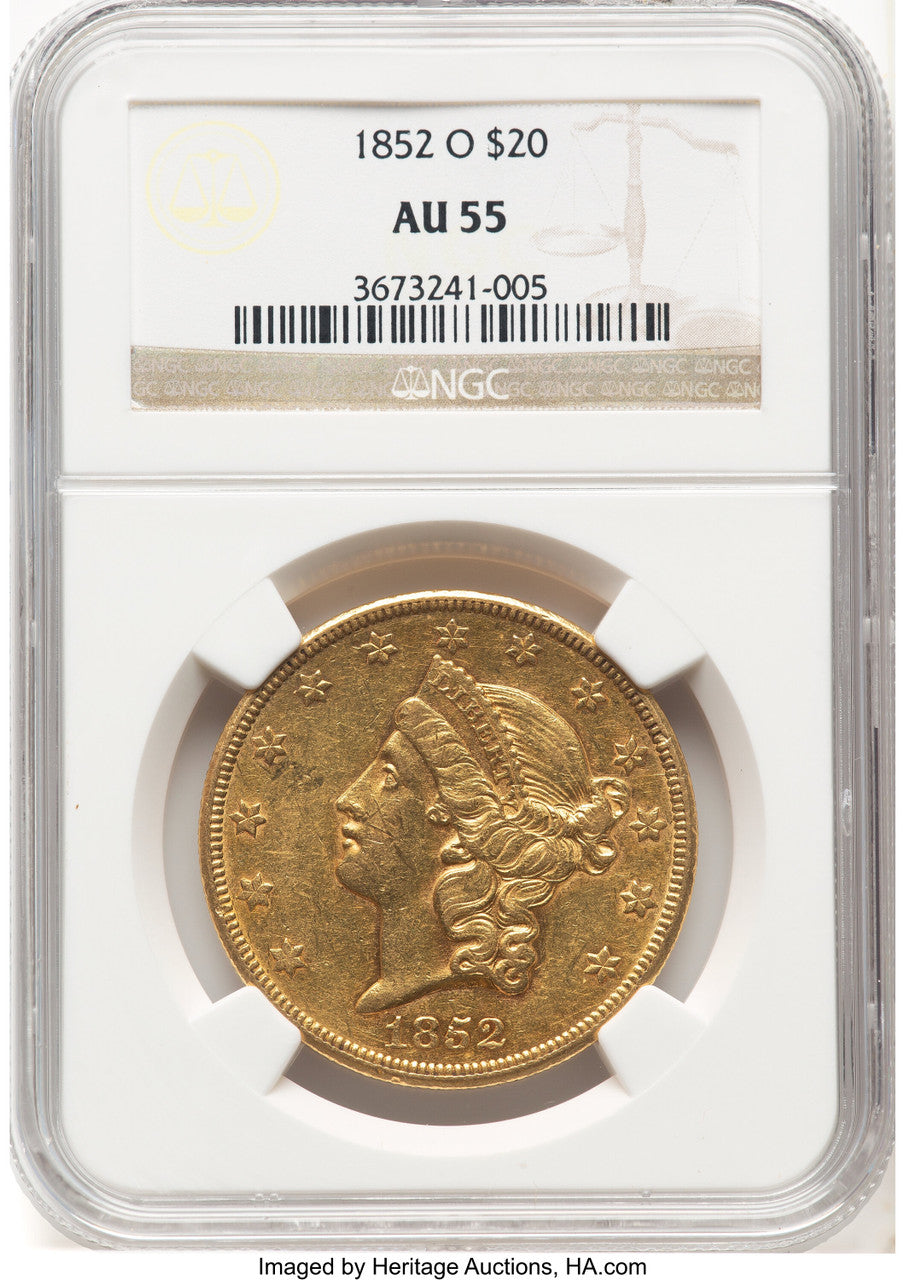 1852-O $20 Liberty Double Eagle NGC AU55