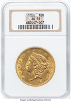1856 $20 Liberty Double Eagle NGC AU55