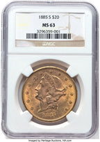 1885-S $20 Liberty Double Eagle NGC MS63