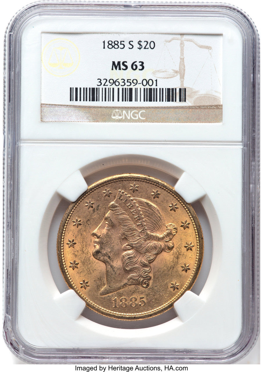 1885-S $20 Liberty Double Eagle NGC MS63