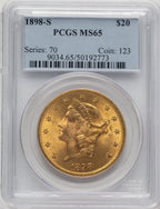 1898-S $20 Liberty Double Eagle PCGS MS65