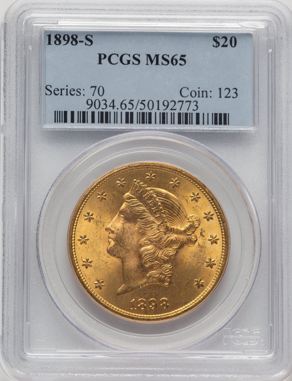 1898-S $20 Liberty Double Eagle PCGS MS65