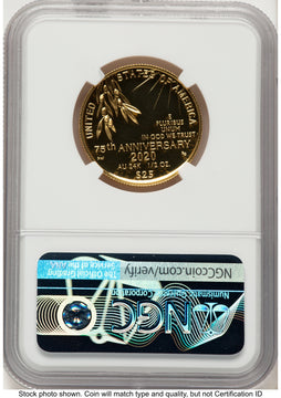 2020-W 1/2 oz Proof Gold End of World War II 75th Anniversary FDI Reagan Bust Art NGC PF70