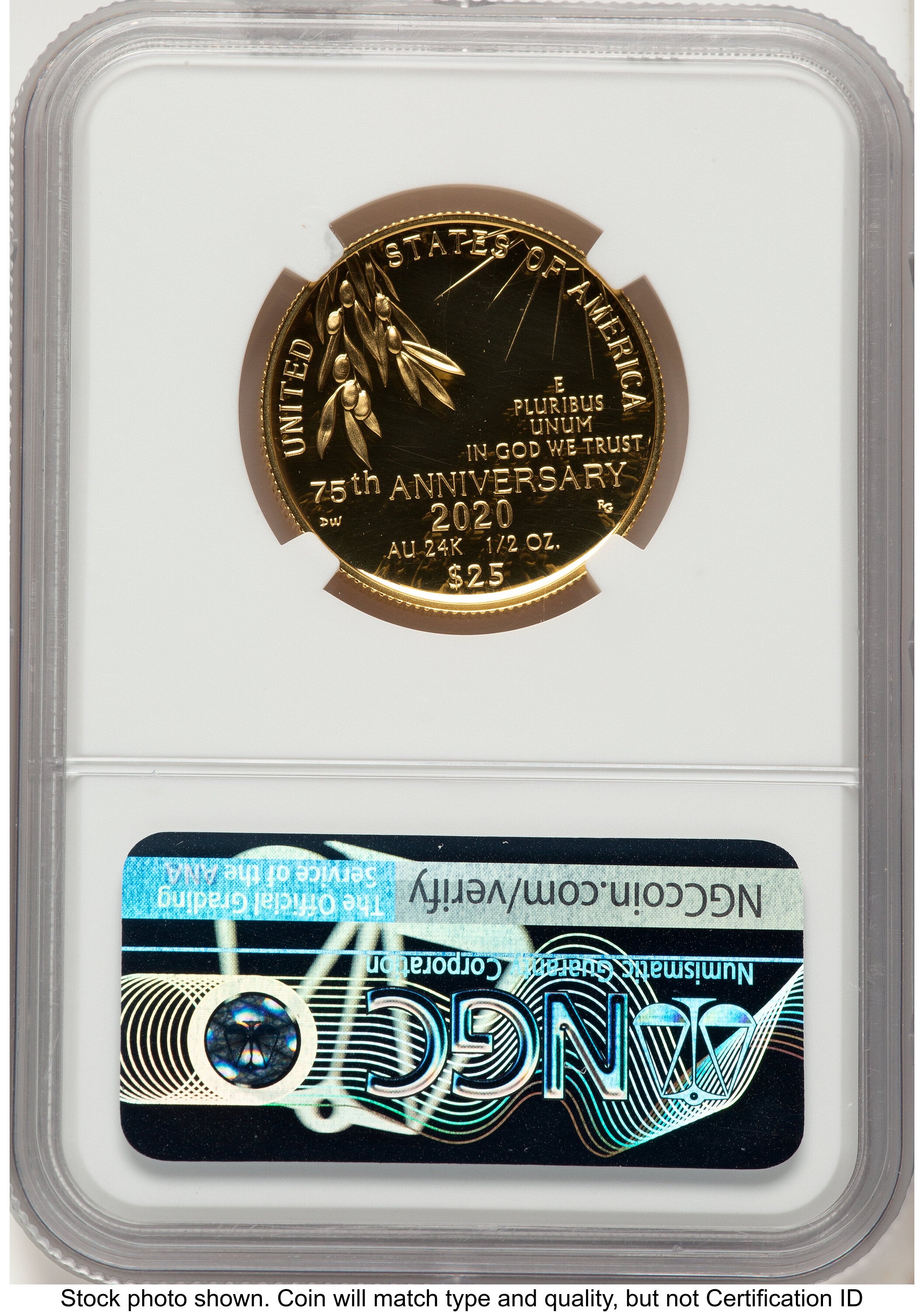 2020-W 1/2 oz Proof Gold End of World War II 75th Anniversary FDI Reagan Bust Art NGC PF70